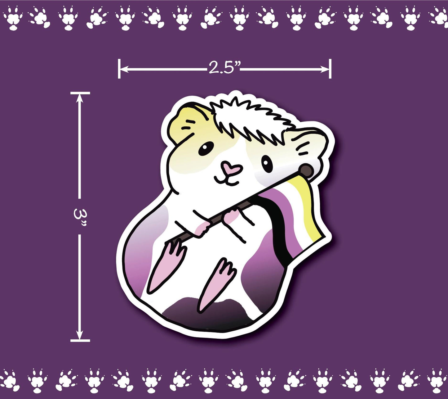 Non Binary Guinea Pig Sticker | Holographic Heart, LGBTQ+ Vinyl
