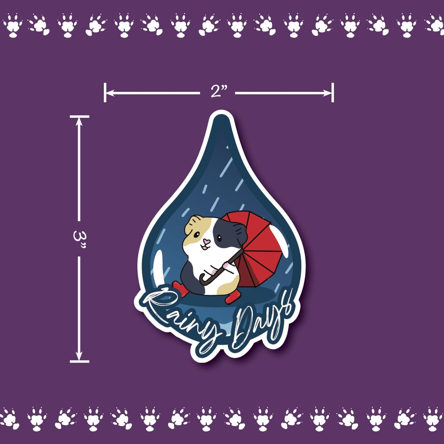 Rainy Days Guinea Pig Stickers | stickers for car, water bottle, laptop & more