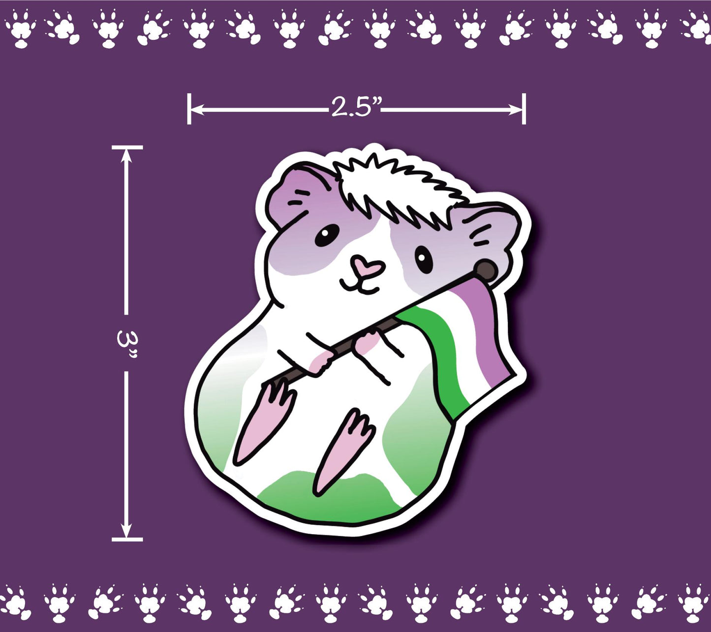 Gender Queer Guinea Pig Sticker | Holographic LGBTQ+ Vinyl Decal