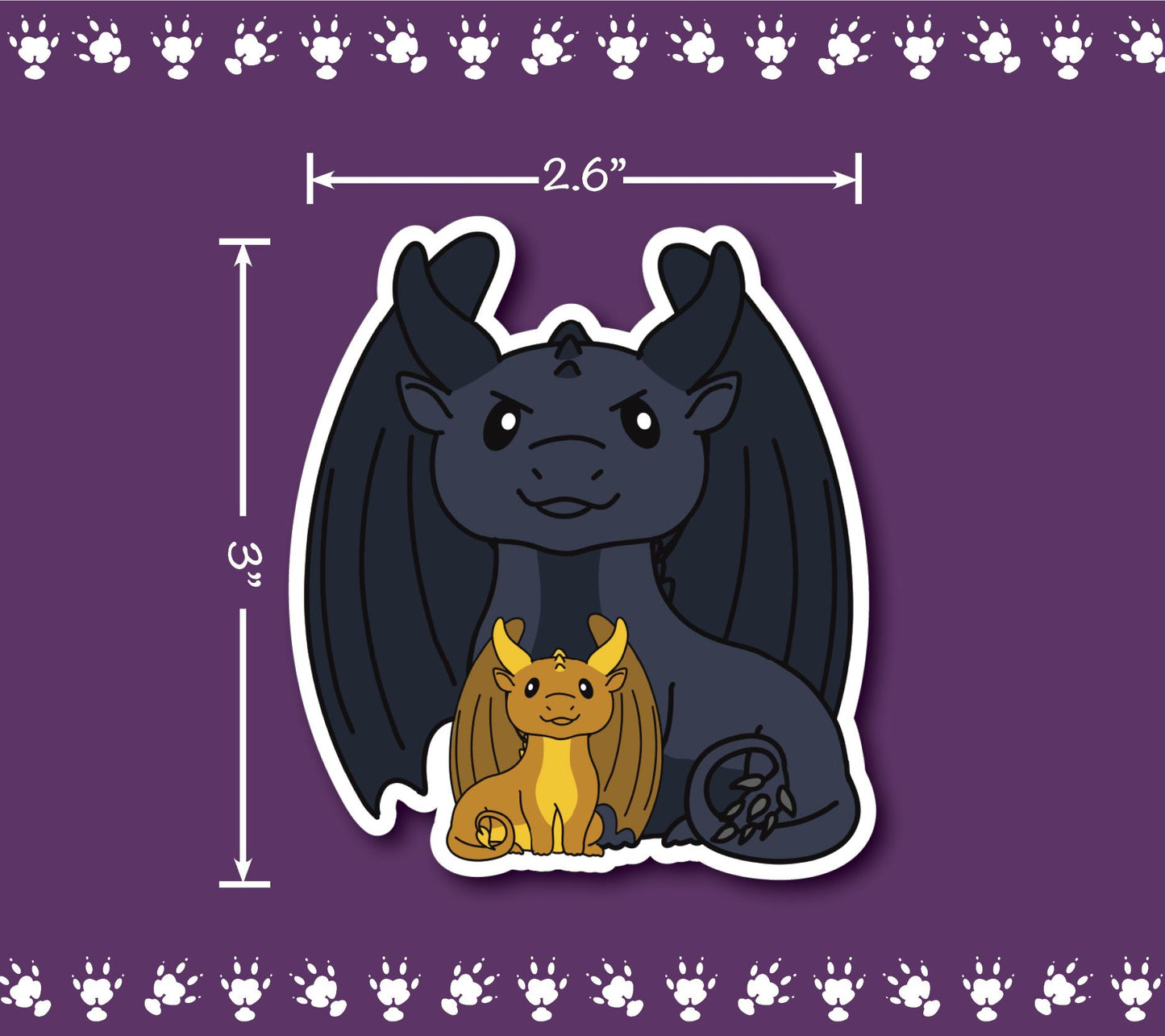 Black and Gold Dragons Sticker | Water Resistant Vinyl Decal