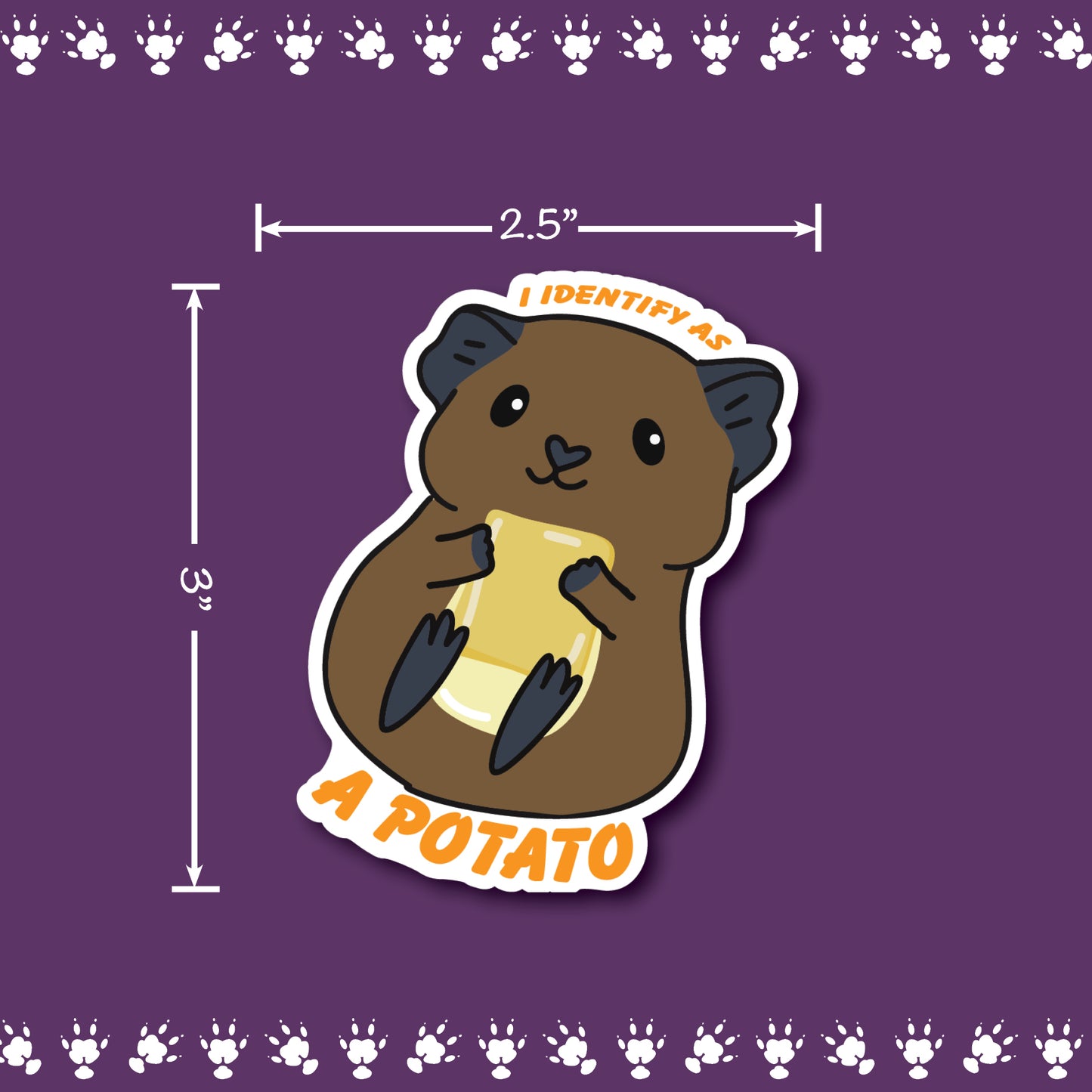 I Identify as a Potato ~ Guinea Pig Stickers | stickers for car, water bottle, laptop & more