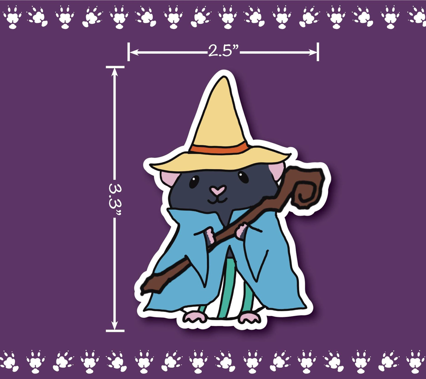 Black Mage Guinea Pig Sticker | Water Resistant Vinyl Decal