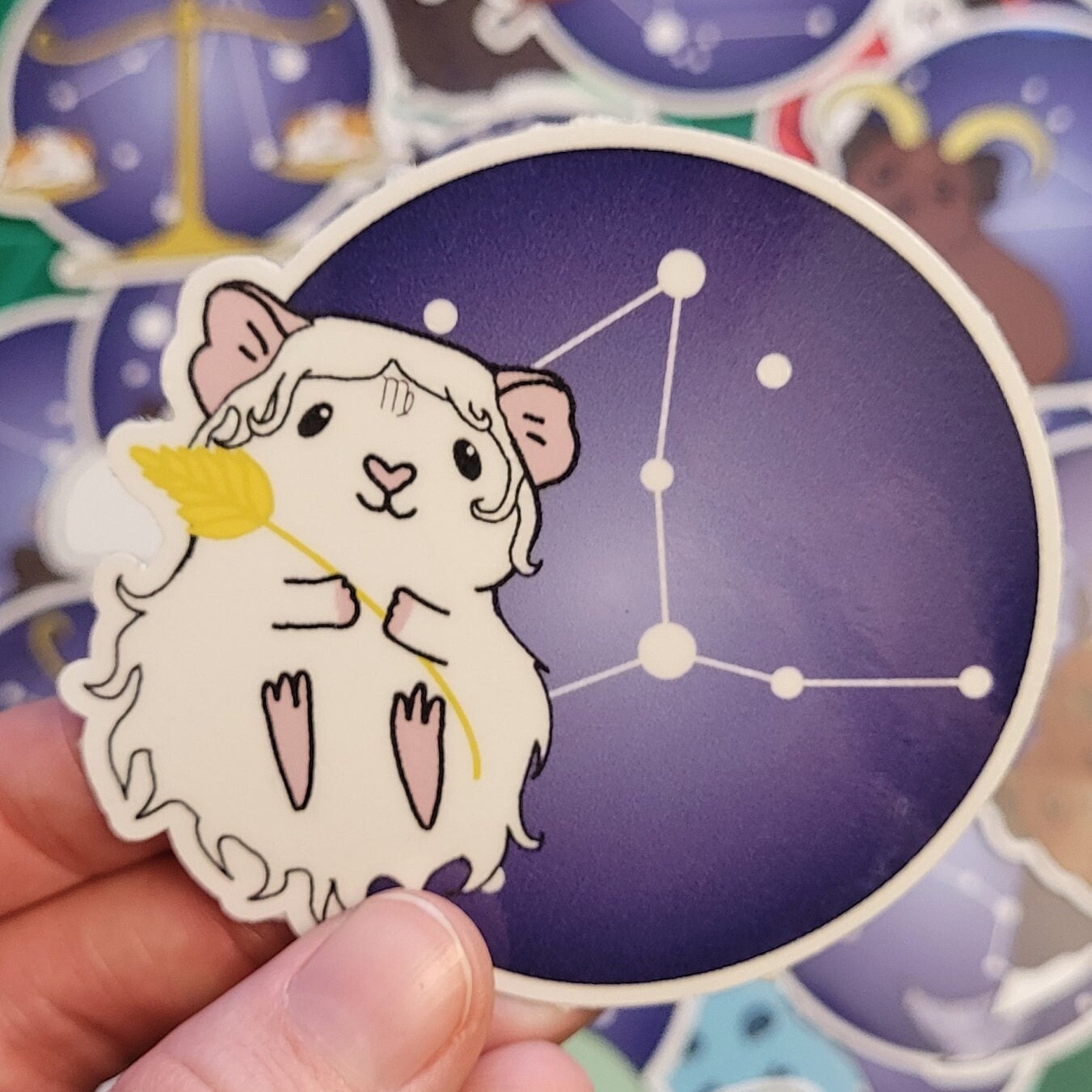 Virgo Guinea Pig Sticker - Zodiac Piggy Decal