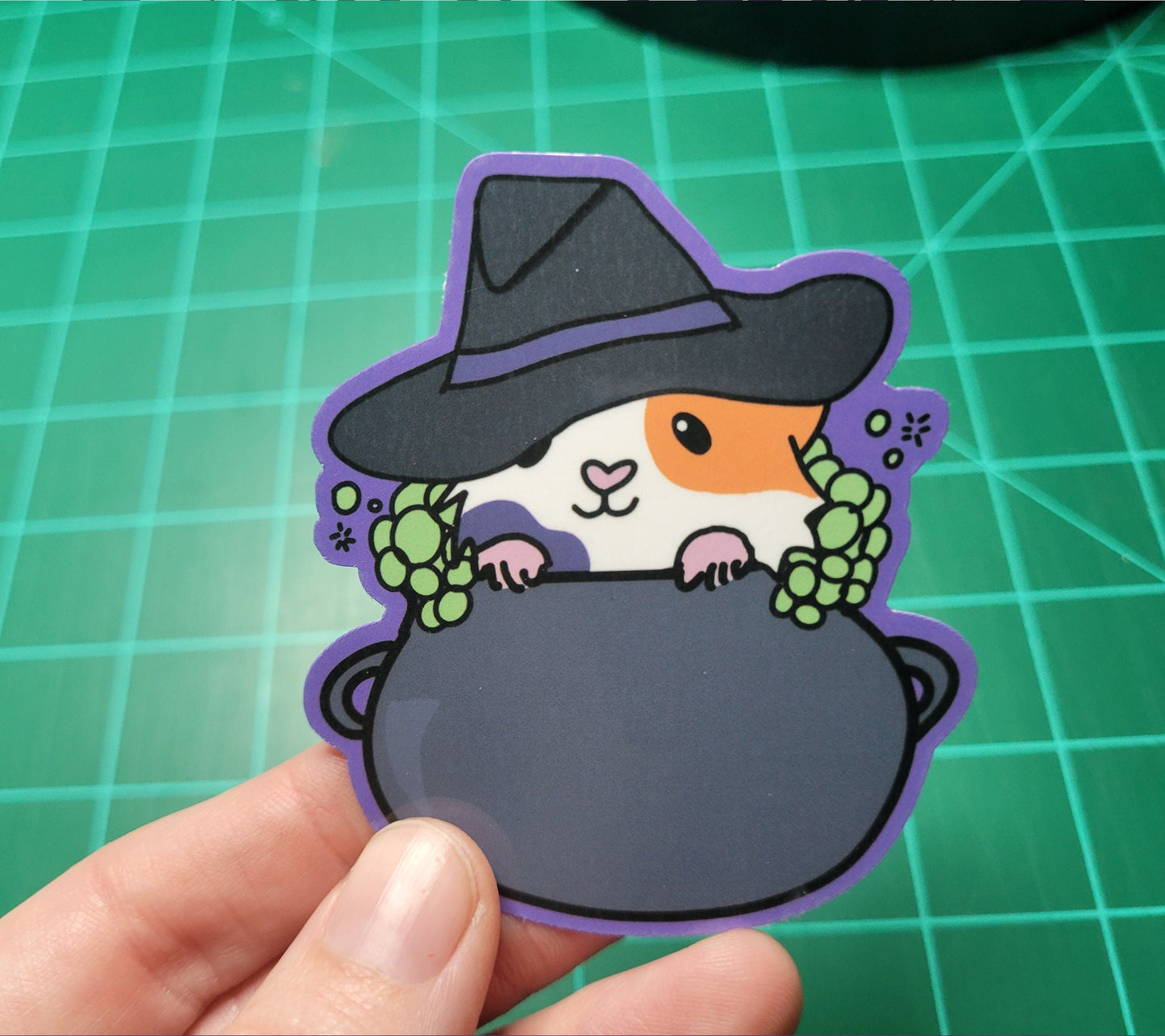 Witch Guinea Pig Vinyl Sticker | Halloween Pet Lover Gift