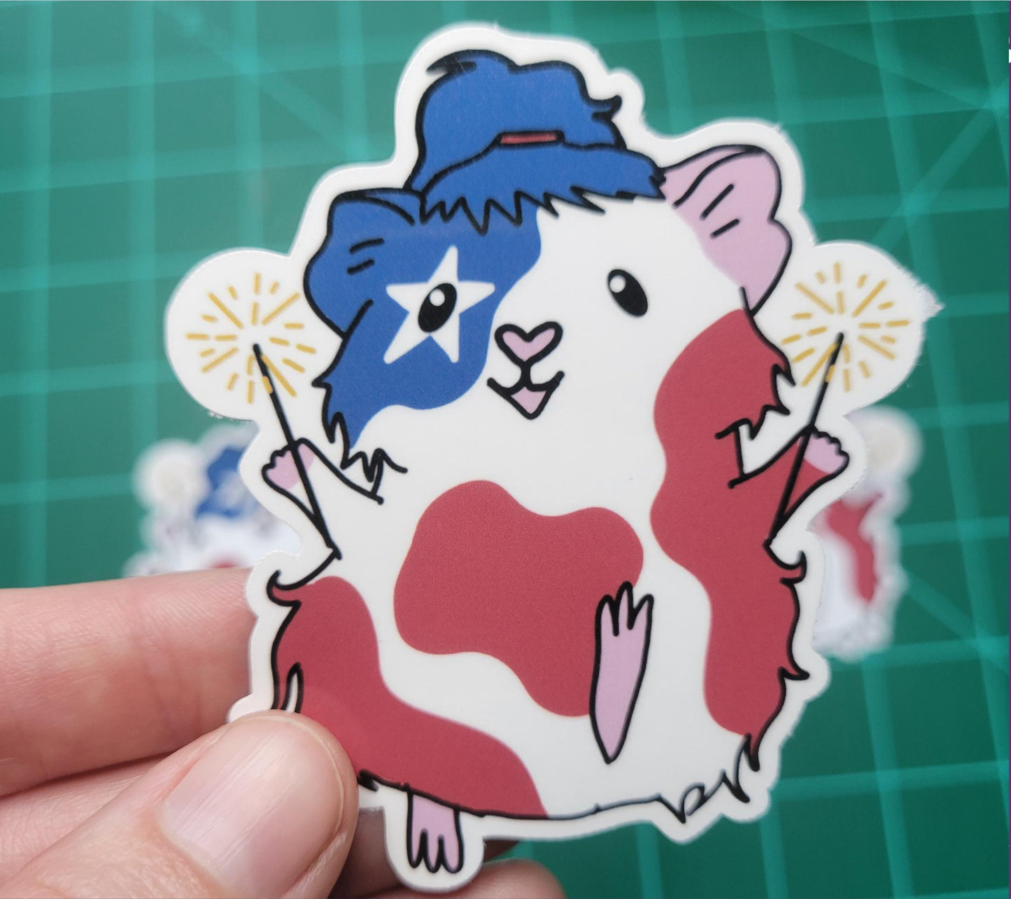 American Celebration Guinea Pig Sticker | stickers for car, water bottle, laptop & more | Perfect gift for guinea pig lovers