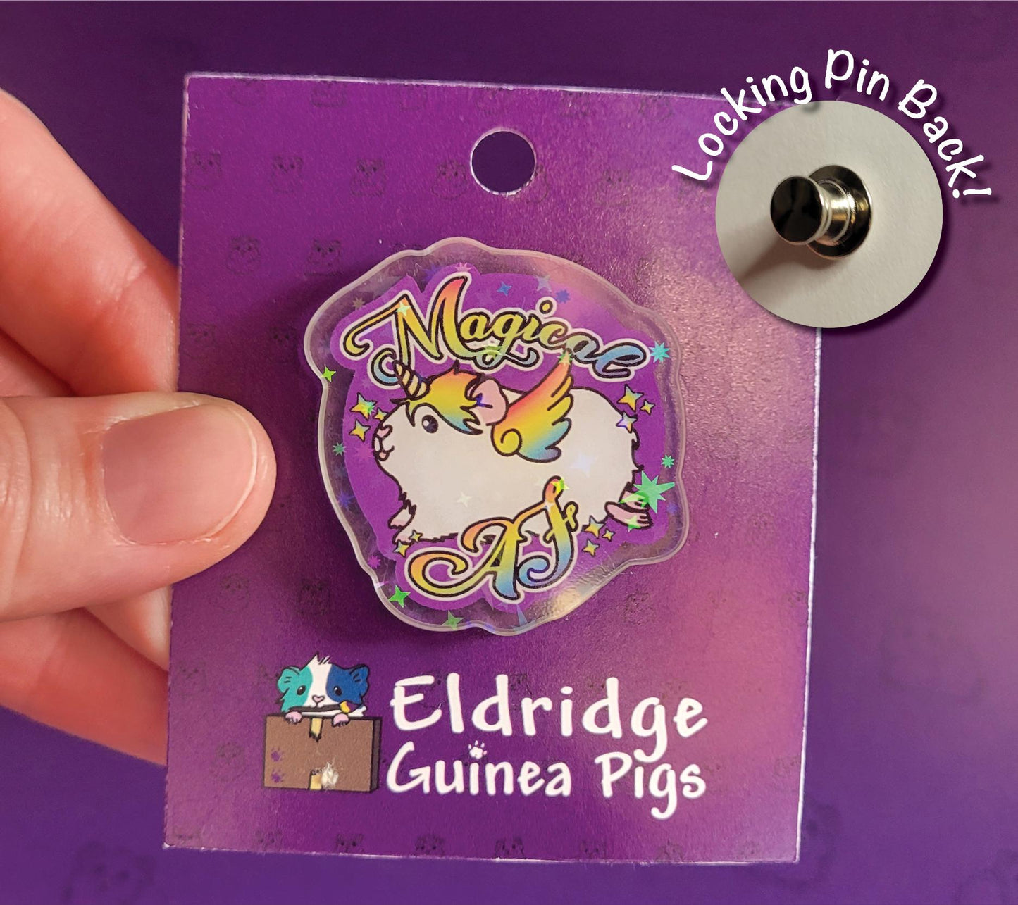 Magical AF Guinicorn Bundle – Guinea Pig Unicorn Sticker Sheet, Notepad & Acrylic Pin