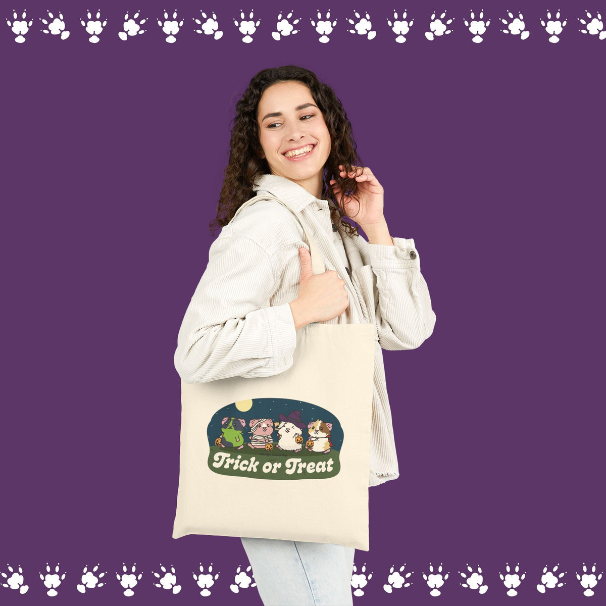 Guinea Pig Halloween Tote Bag | Trick or Treat Candy Bag, Cute Spooky Guinea Pig Gift