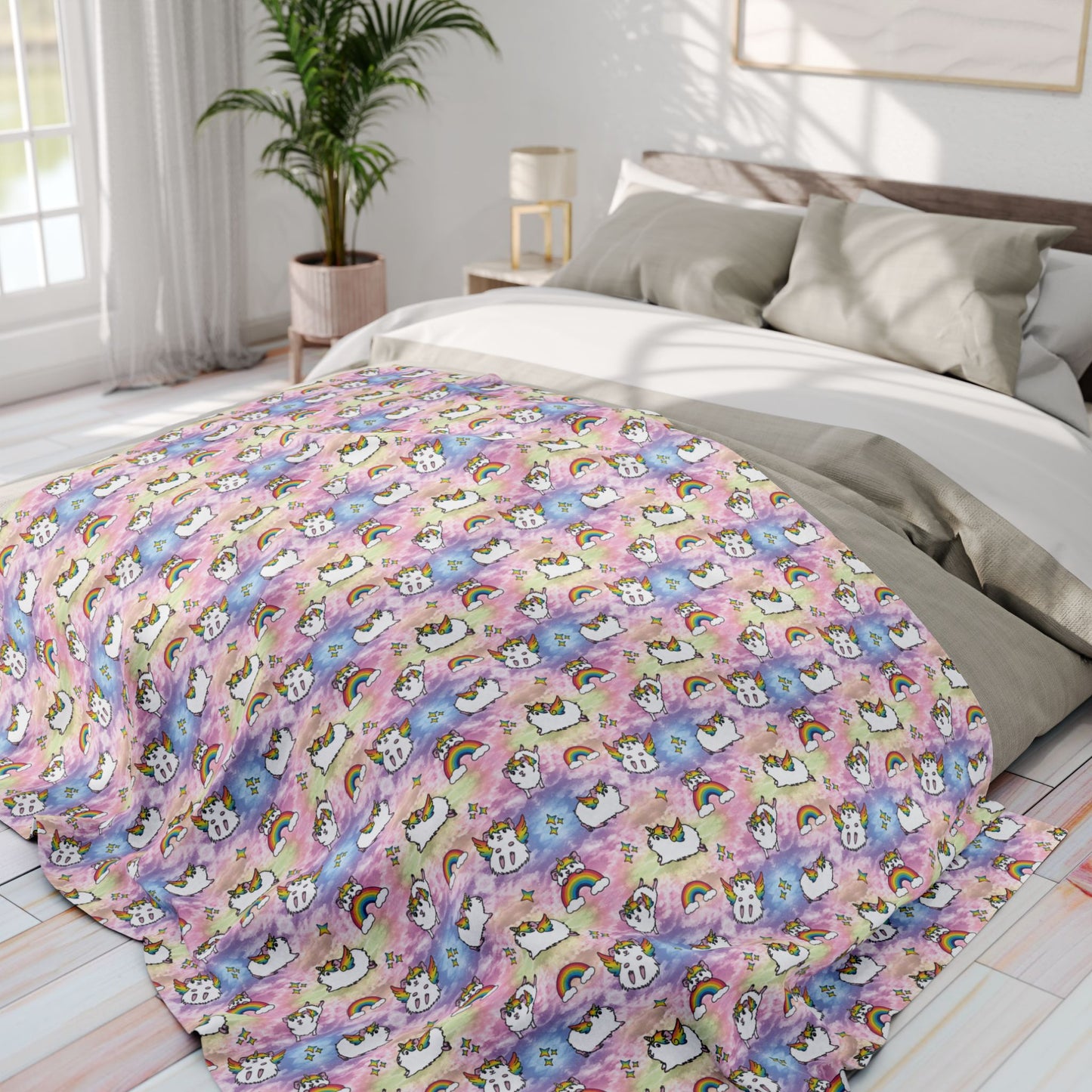 Guinea Pig Unicorn Clouds Fleece Blanket