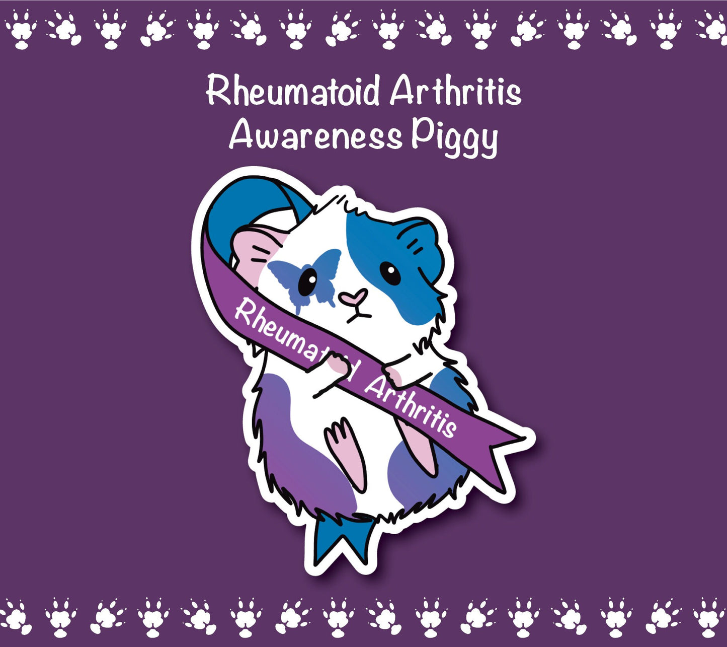 Rheumatoid Arthritis Awareness Guinea Pig Sticker | Water Resistant Vinyl
