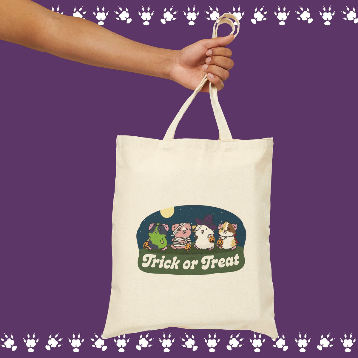 Guinea Pig Halloween Tote Bag | Trick or Treat Candy Bag, Cute Spooky Guinea Pig Gift