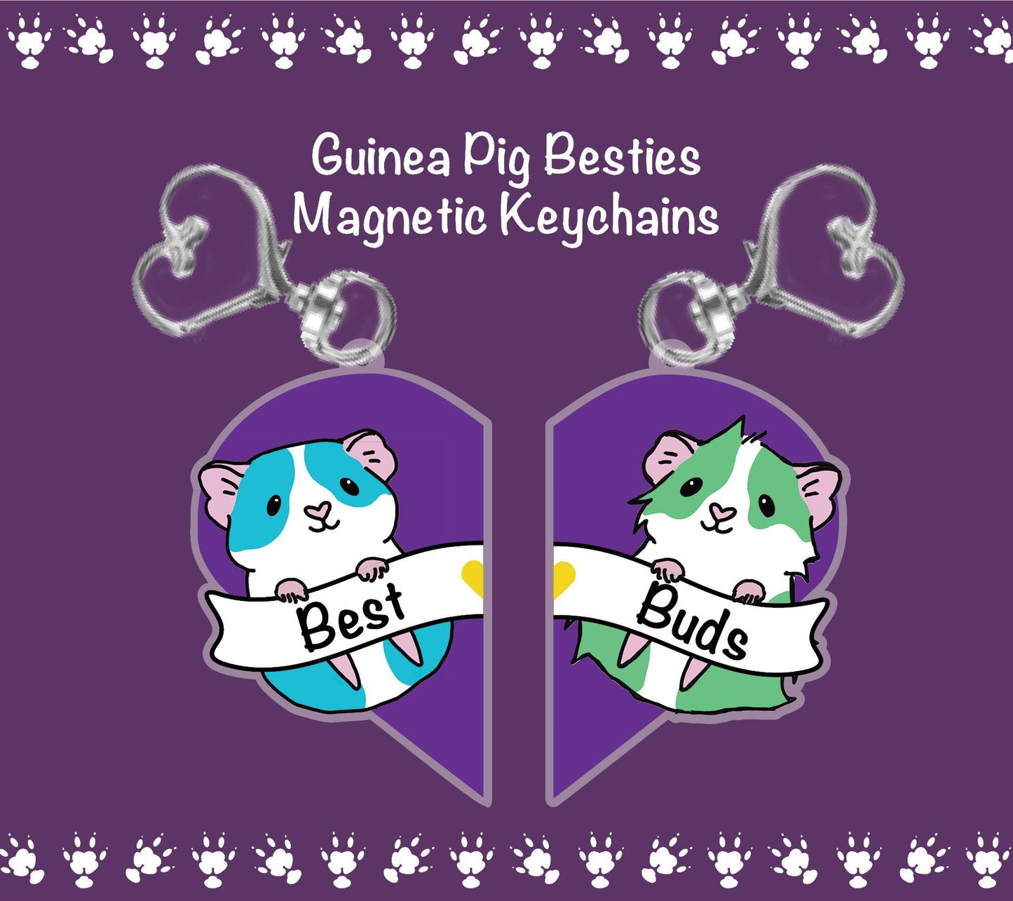Guinea Pig Besties Magnetic Keychains | Double-Sided Acrylic