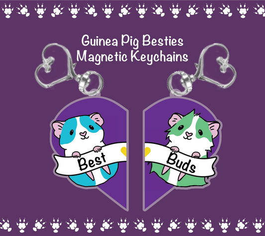 Guinea Pig Besties Magnetic Keychains | Double-Sided Acrylic