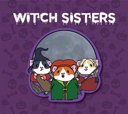 Witch Sisters Guinea Pig Sticker | Halloween, Water Resistant