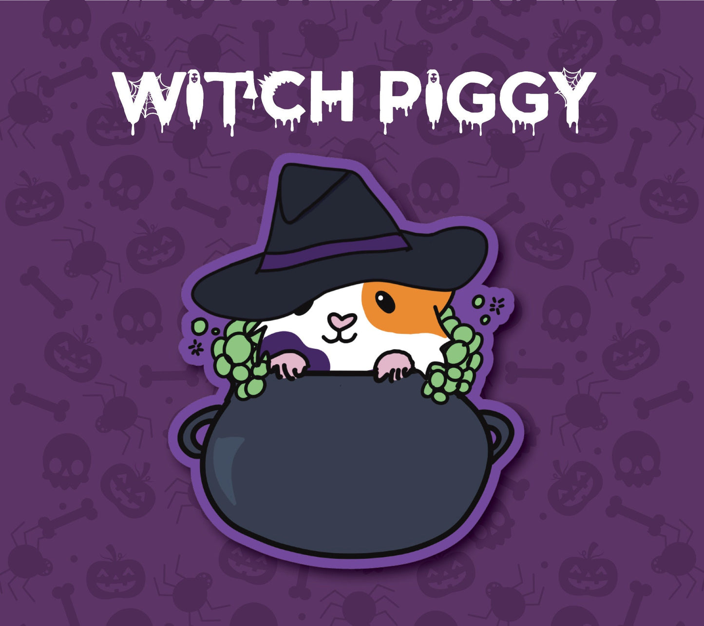 Witch Guinea Pig Vinyl Sticker | Halloween Pet Lover Gift
