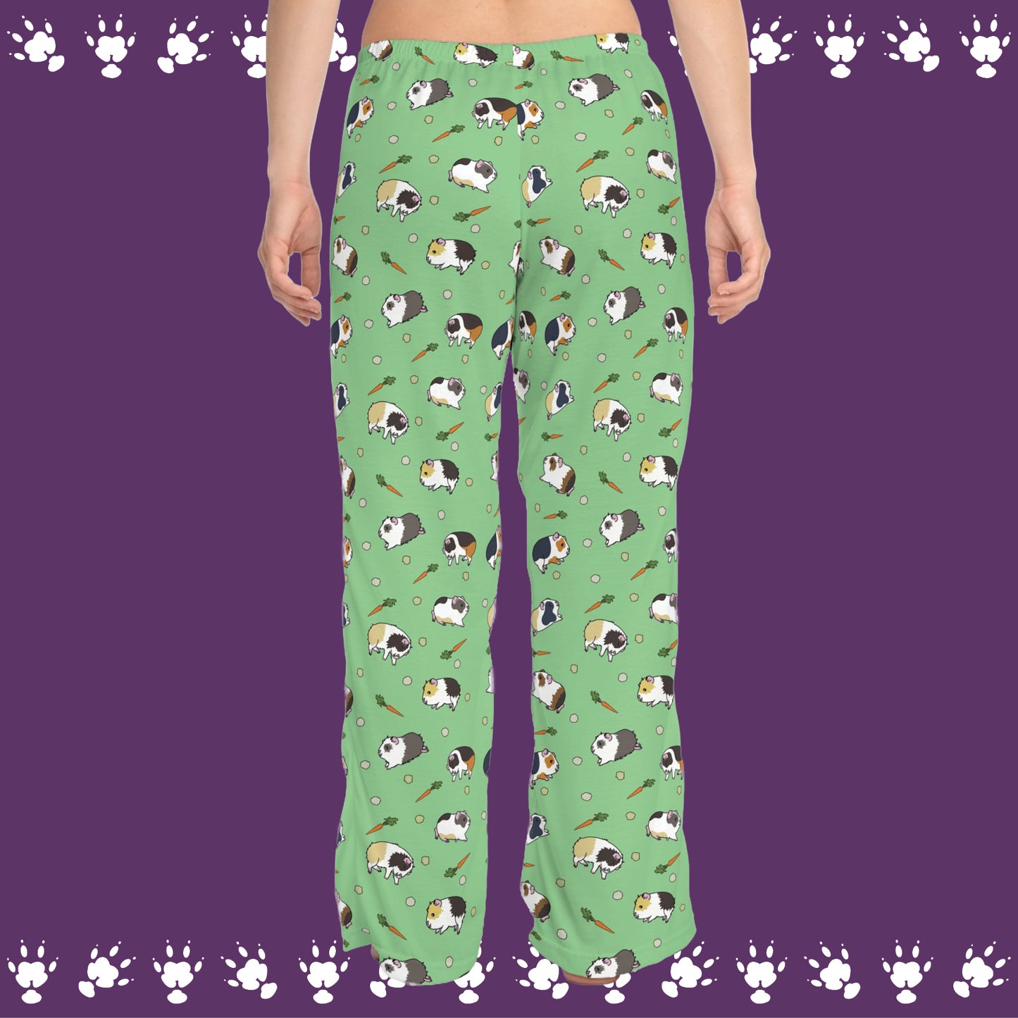 Guinea Pig Peas & Carrots Pattern Women's Pajama Pants | All-Over Print Lounge Pants