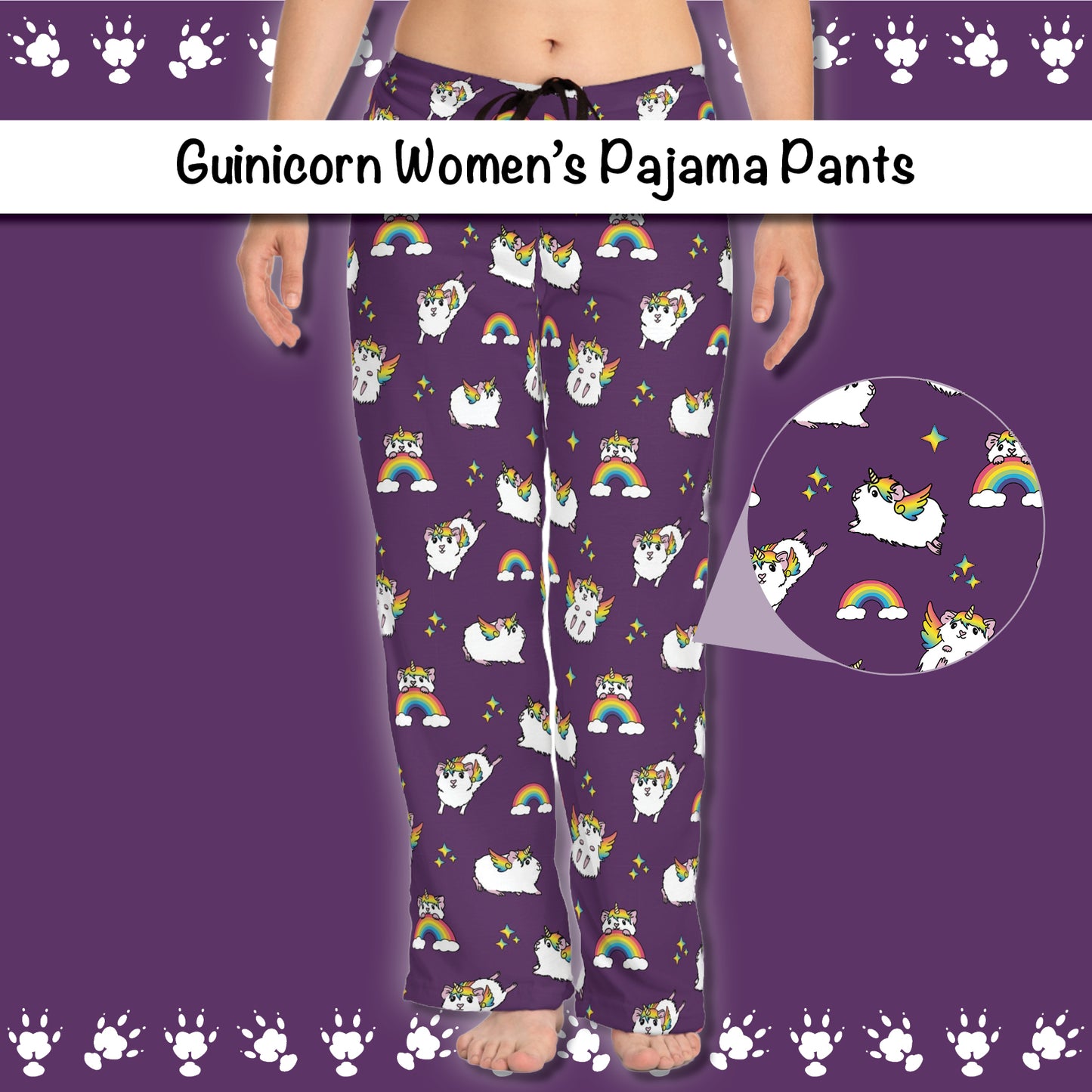 Unicorn Guinea Pig Women's pajama pants | All-Over Print Lounge Bottoms