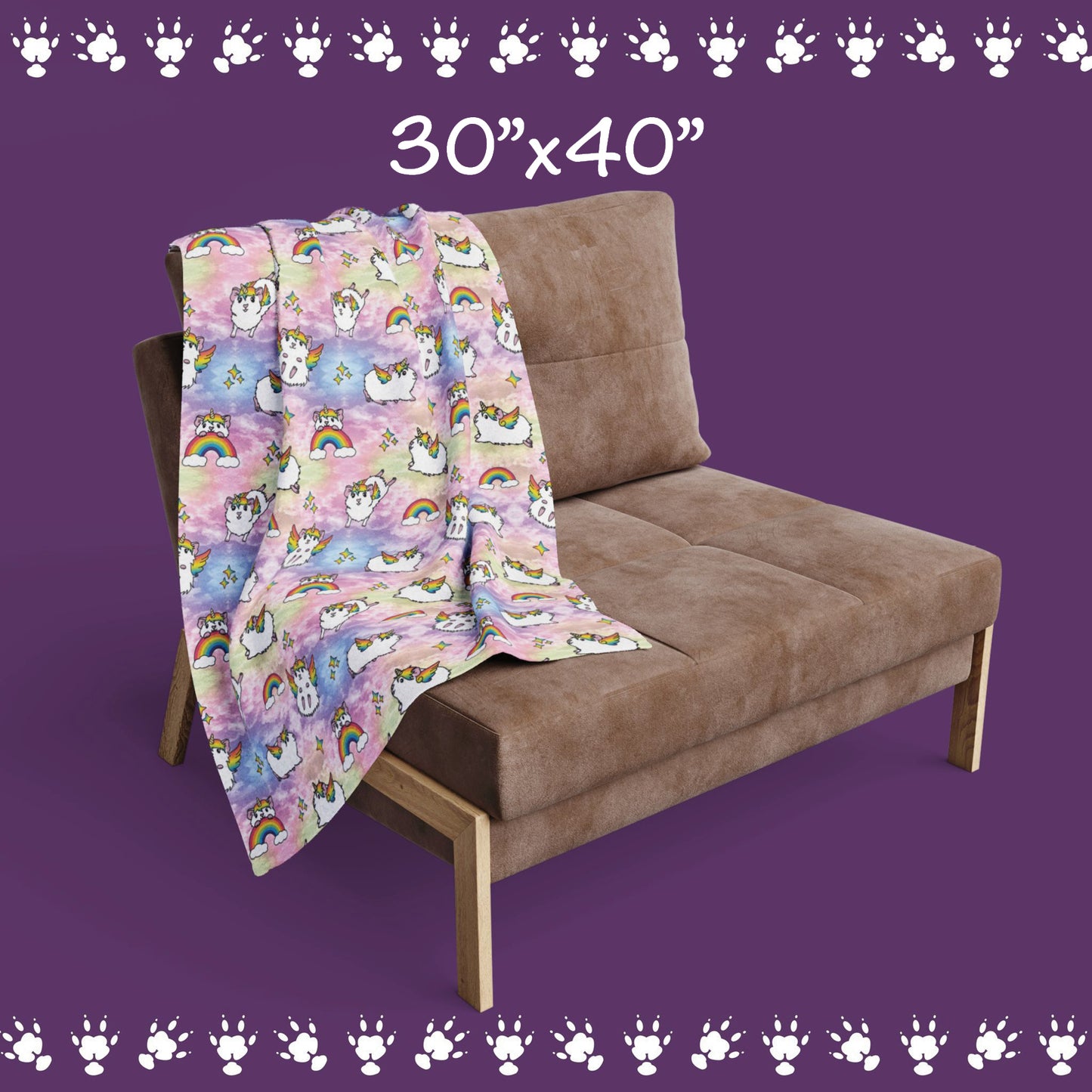 Guinea Pig Unicorn Clouds Fleece Blanket