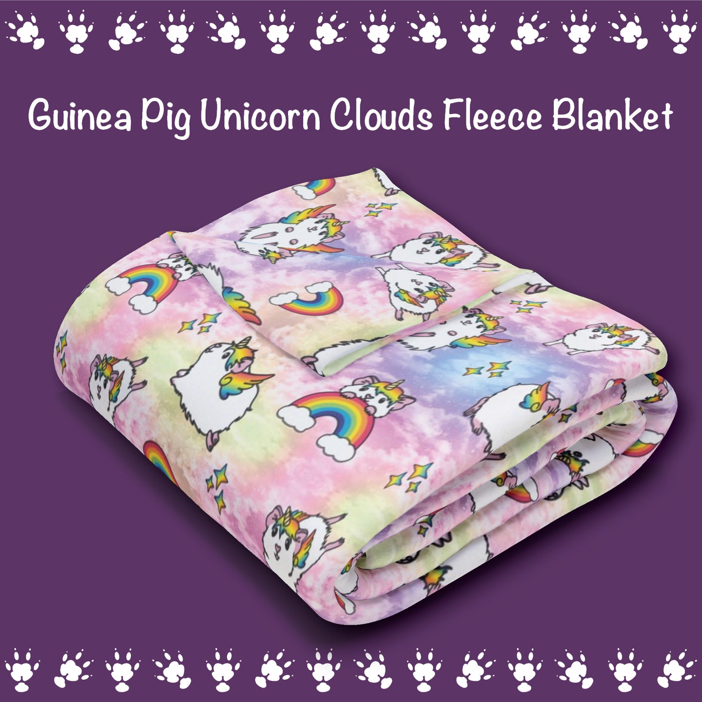 Guinea Pig Unicorn Clouds Fleece Blanket