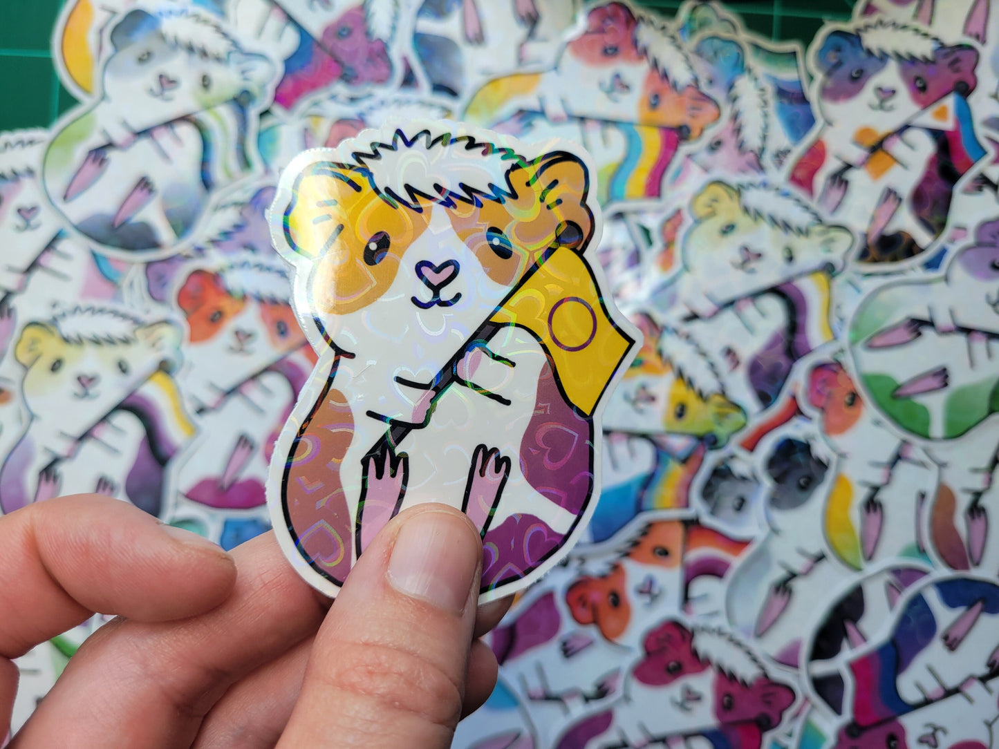 Intersex Guinea Pig Sticker | Holographic Heart Vinyl Decal
