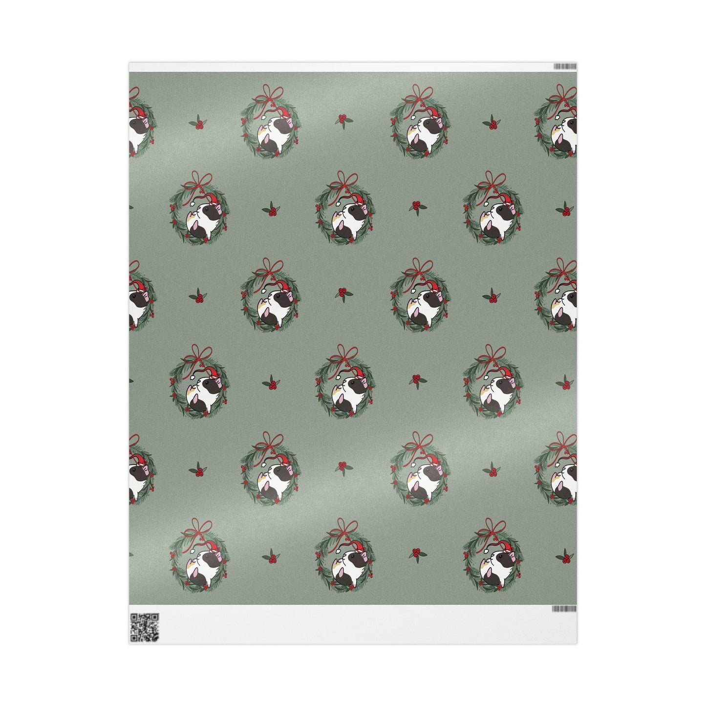 Wreath Guinea Pig Wrapping Paper | Holiday Gift Wrap Roll