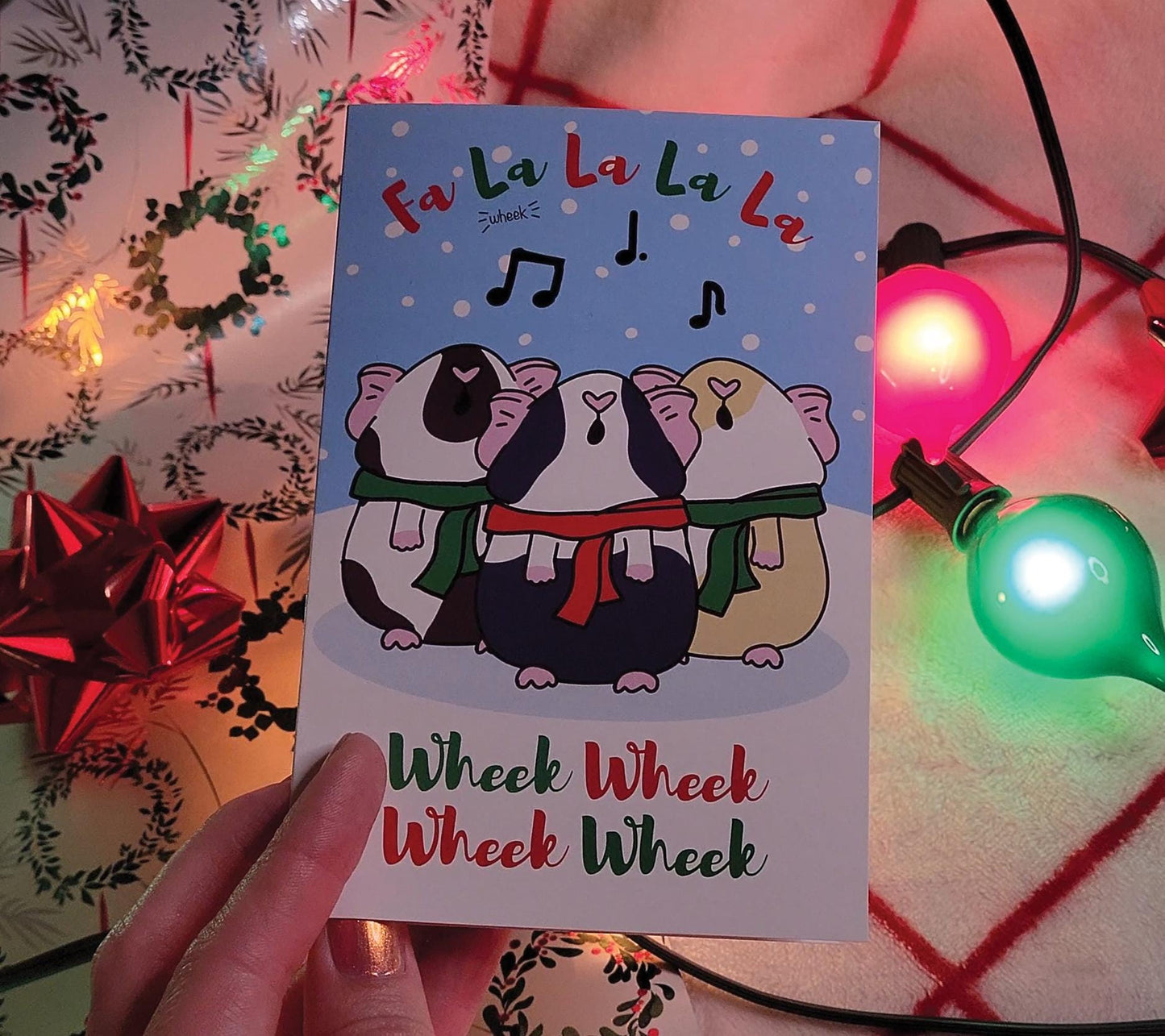 Guinea Pig Carolers Holiday Card | Folding Card