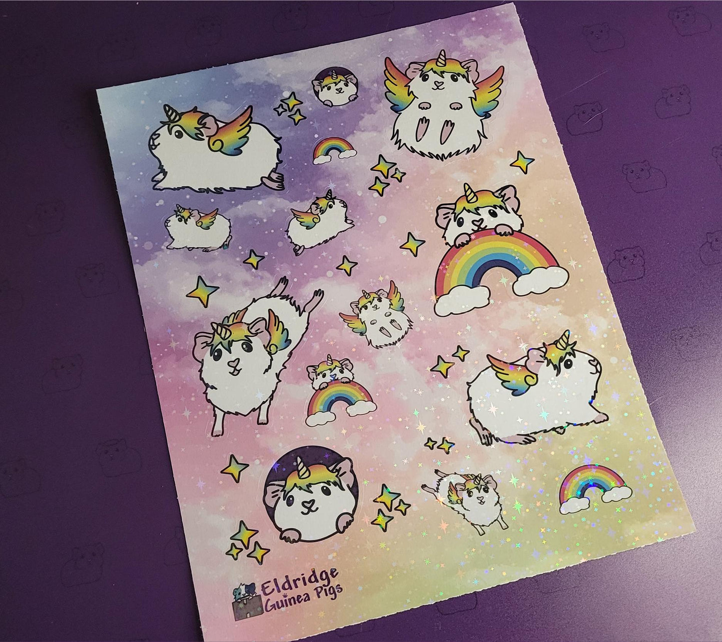Magical AF Guinicorn Bundle – Guinea Pig Unicorn Sticker Sheet, Notepad & Acrylic Pin
