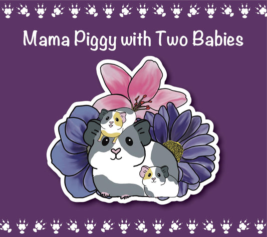 Mama Guinea Pig of Two Vinyl Sticker | Water Resistant, Mother's Day Gift