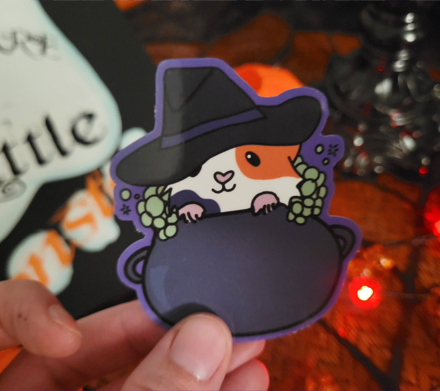 Witch Guinea Pig Vinyl Sticker | Halloween Pet Lover Gift