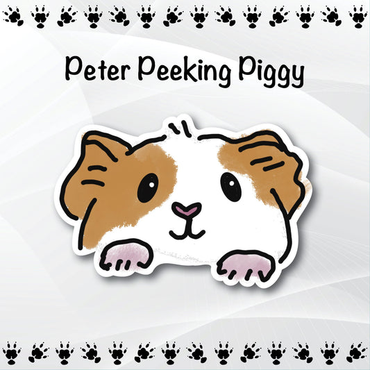 Peter the Peeking Piggy Sticker | Guinea Pig Lover Gift
