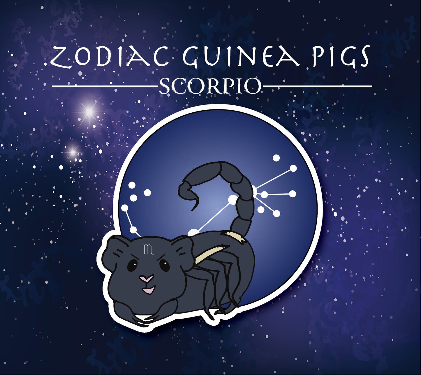 Scorpio Zodiac Guinea Pig Sticker - Zodiac Piggy Decal