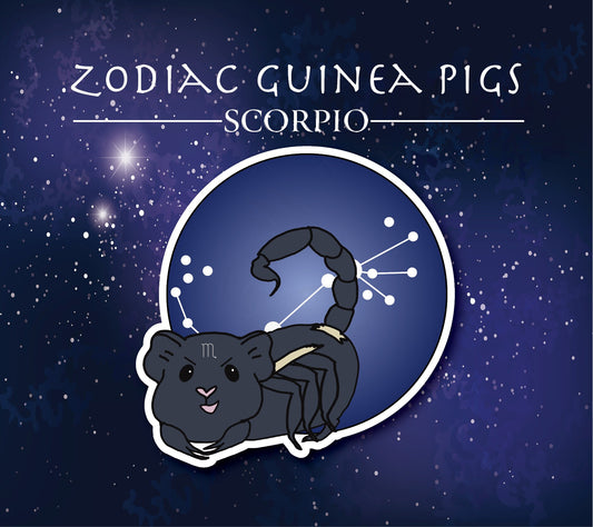 Scorpio Zodiac Guinea Pig Sticker - Zodiac Piggy Decal