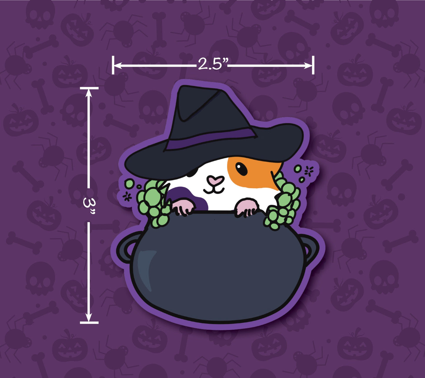 Witch Guinea Pig Vinyl Sticker | Halloween Pet Lover Gift