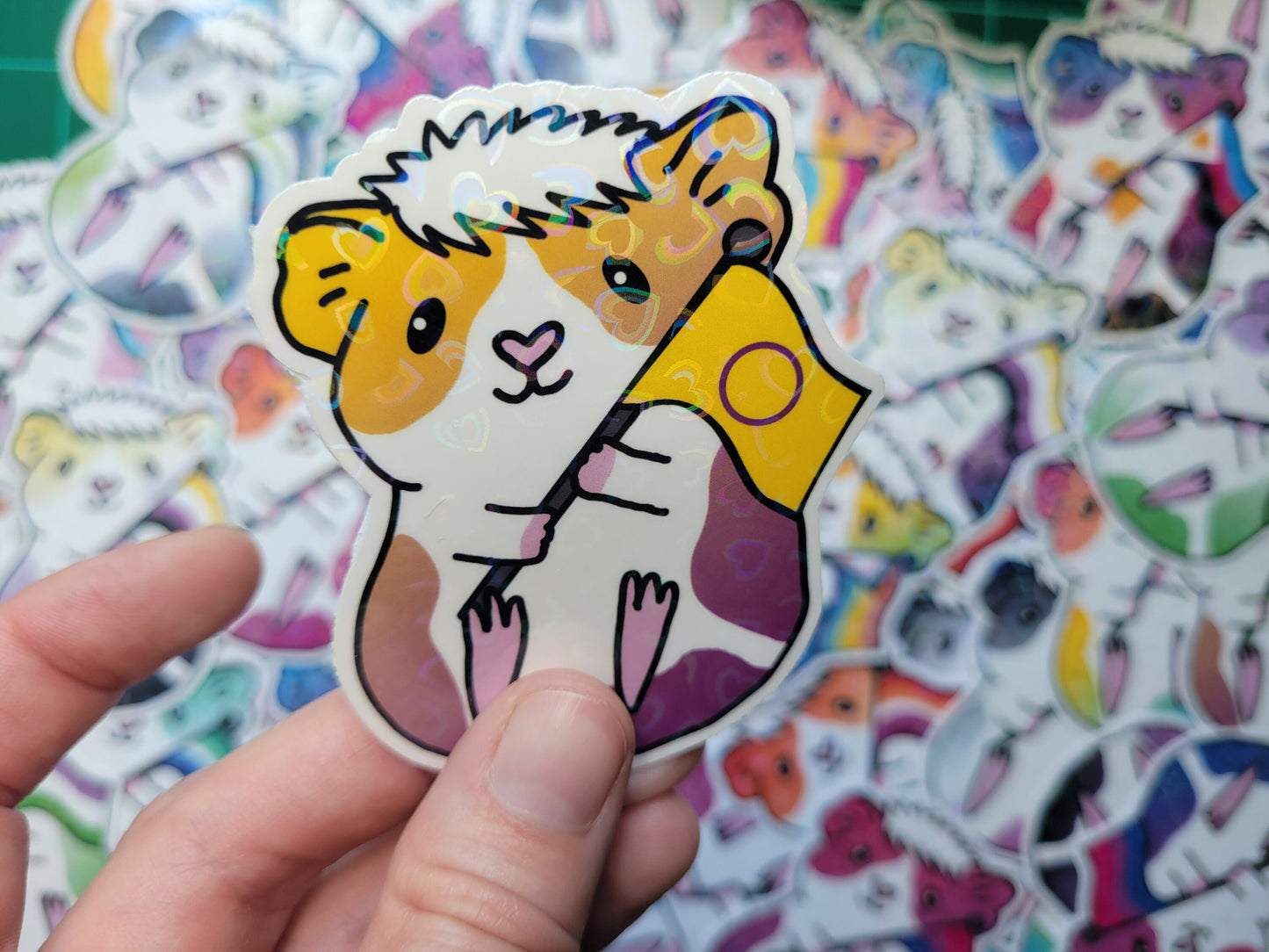 Intersex Guinea Pig Sticker | Holographic Heart Vinyl Decal
