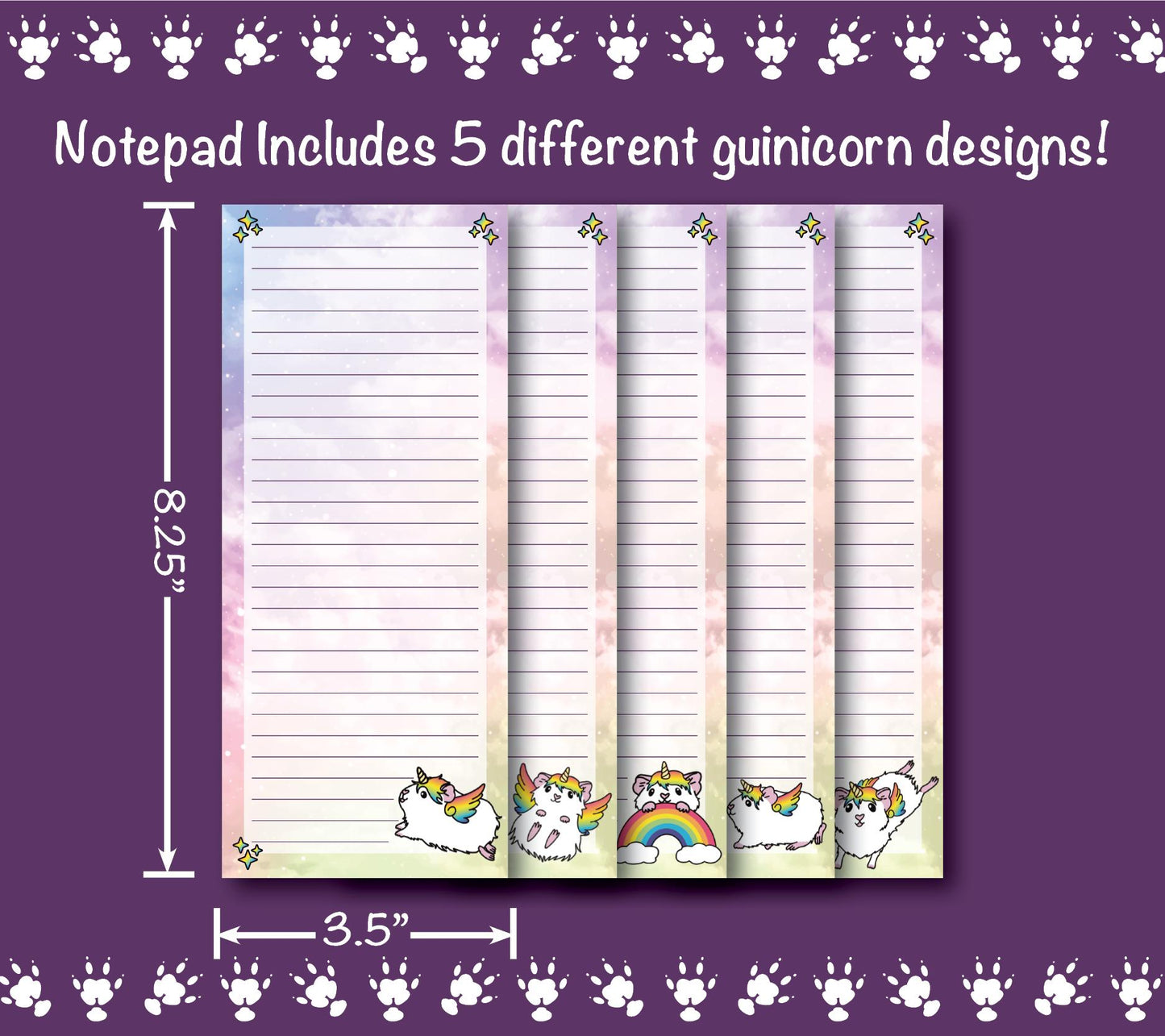 Magical AF Guinicorn Bundle – Guinea Pig Unicorn Sticker Sheet, Notepad & Acrylic Pin