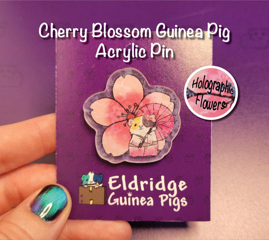 Cherry Blossom Guinea Pig Acrylic Pin