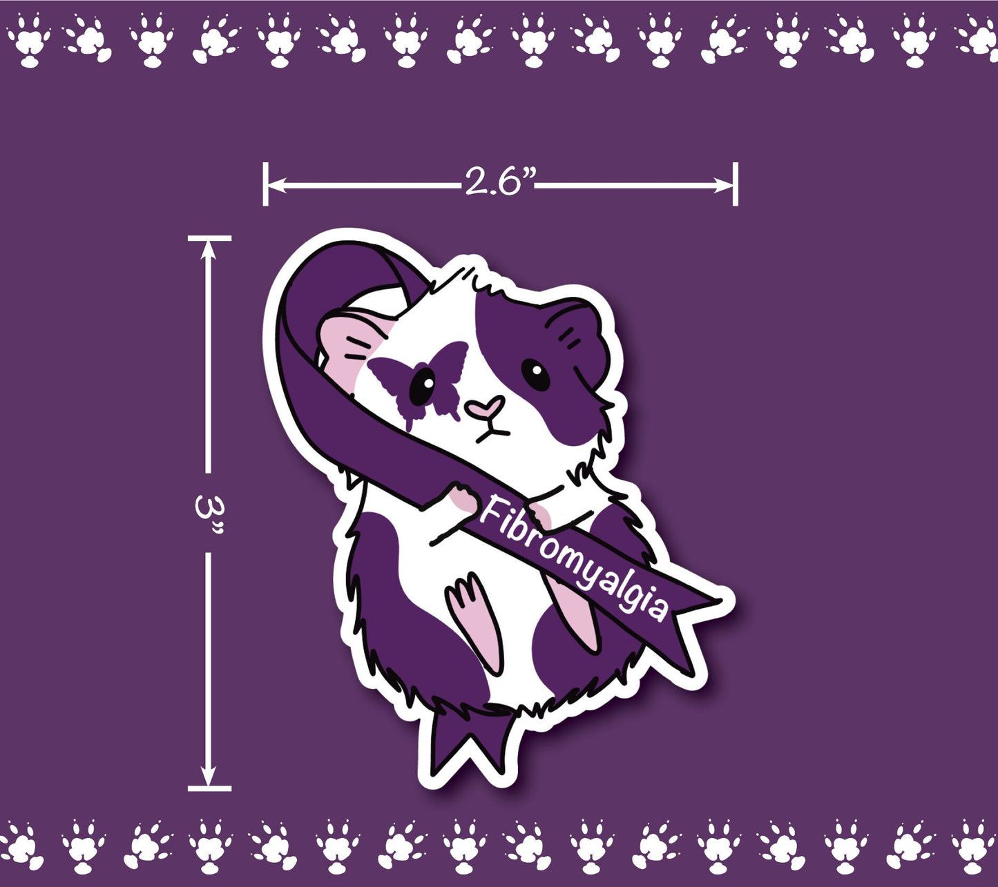Fibromyalgia Awareness Guinea Pig Sticker | Water Bottle, Laptop Decal