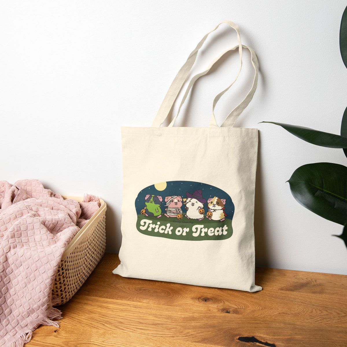 Guinea Pig Halloween Tote Bag | Trick or Treat Candy Bag, Cute Spooky Guinea Pig Gift