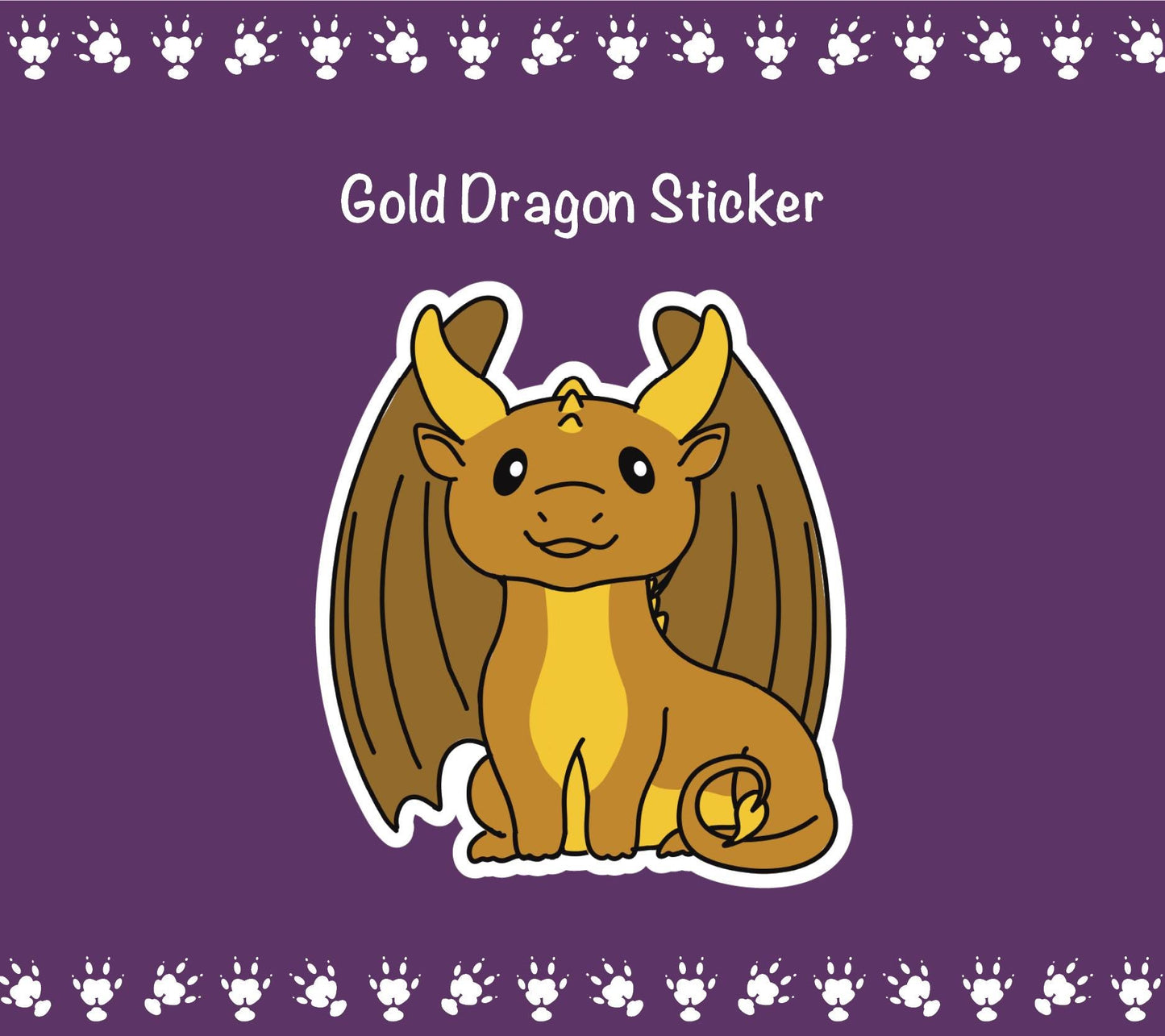 Gold Dragon Sticker | Water Resistant Vinyl Decal