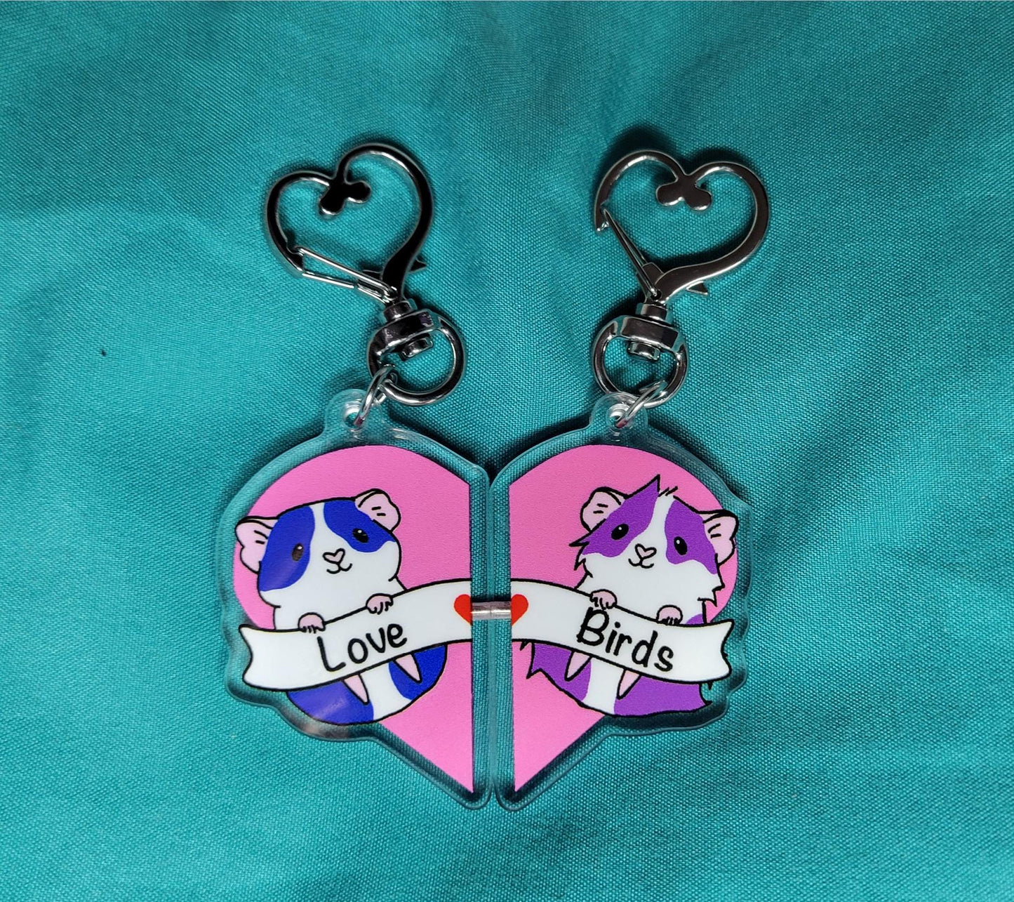 Guinea Pig Love Birds Keychain Set | Magnetic Acrylic Keychains