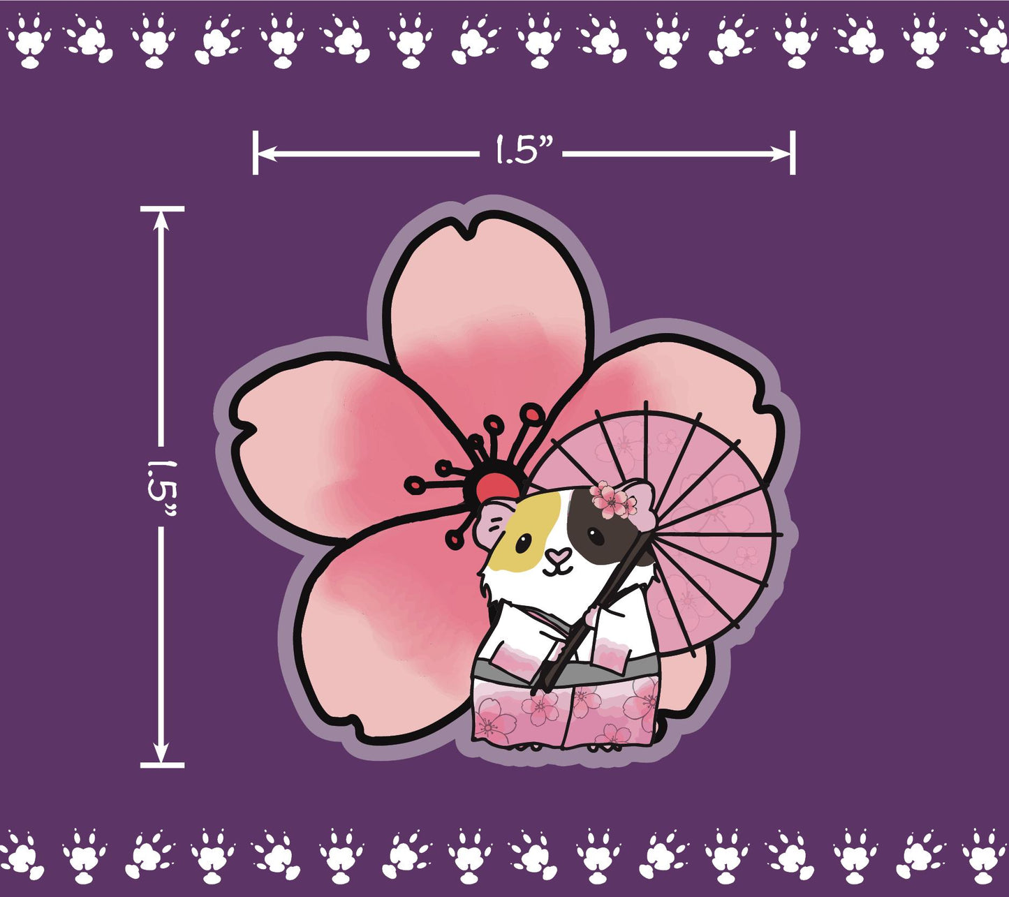Cherry Blossom Guinea Pig Acrylic Pin