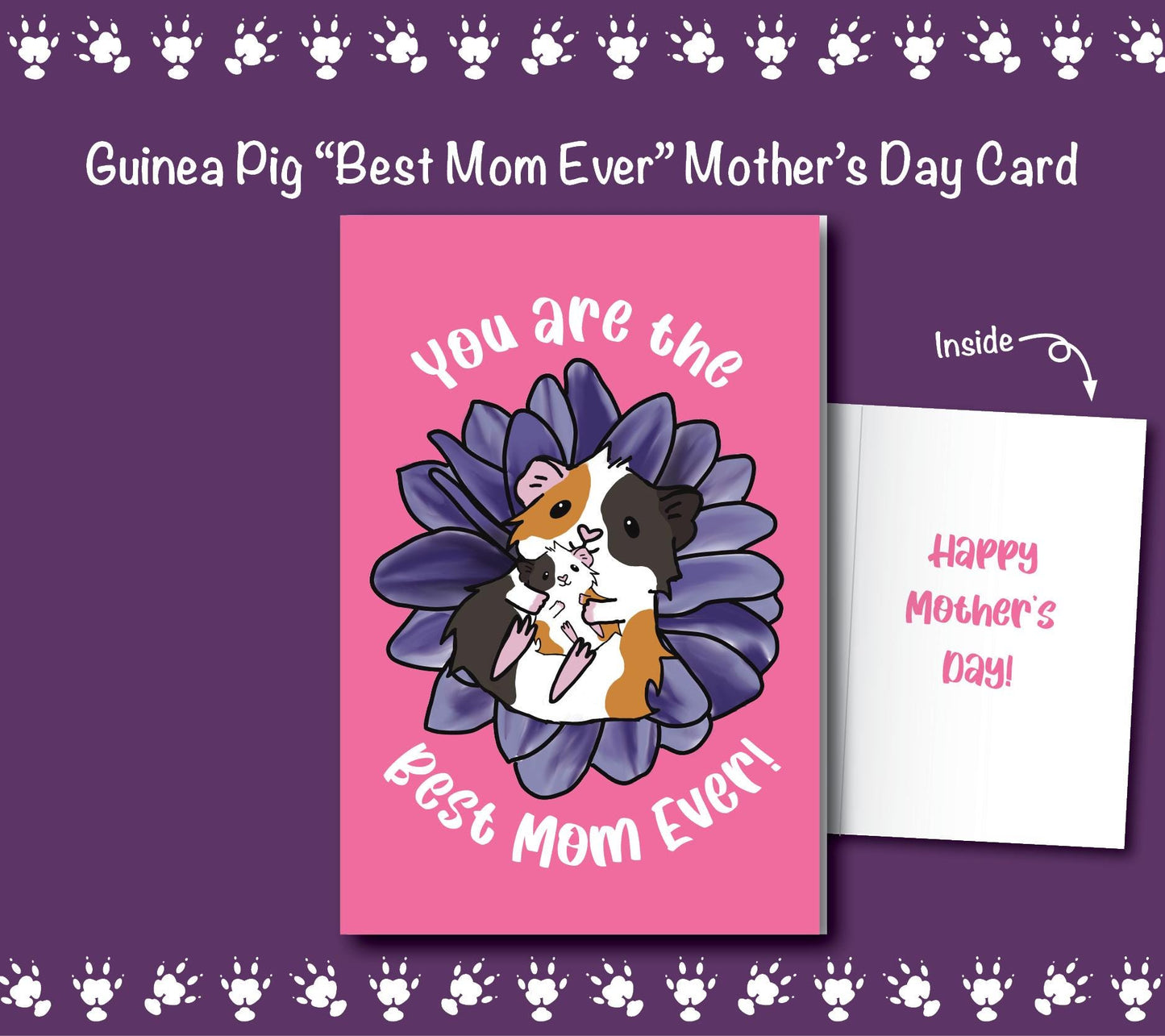 Guinea Pig "Best Mom Ever" Mother's Day Folding Card