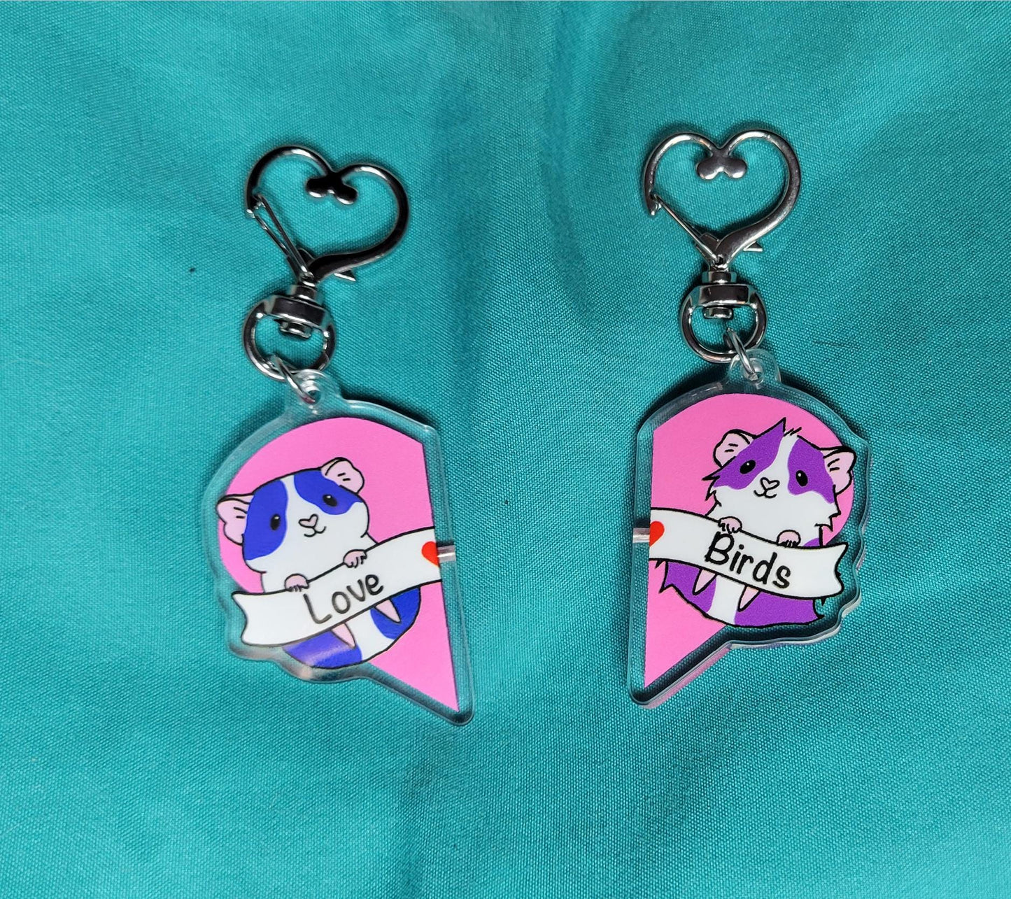 Guinea Pig Love Birds Keychain Set | Magnetic Acrylic Keychains