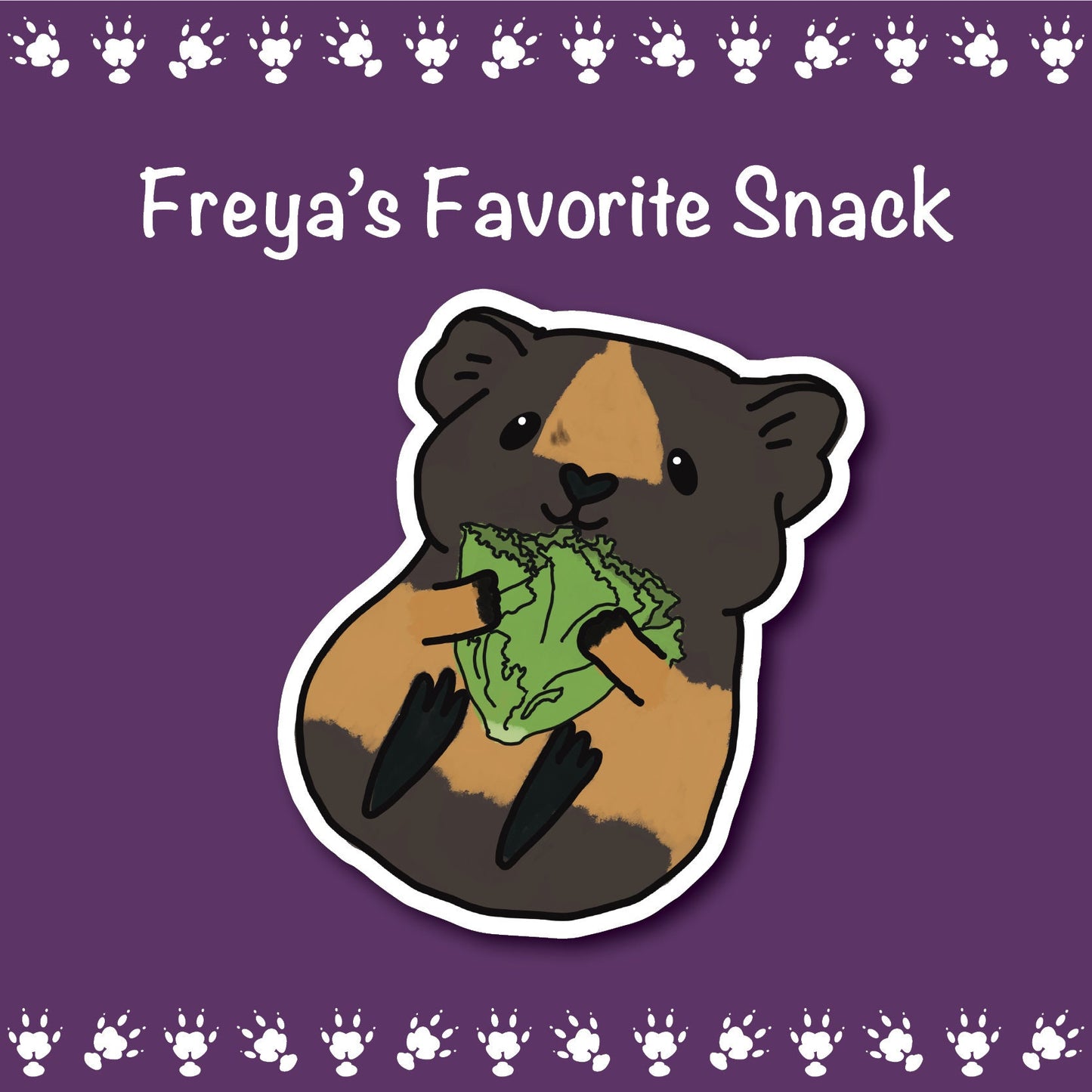 Freya's Favorite Snack Sticker - Guinea Pig Holding Lettuce