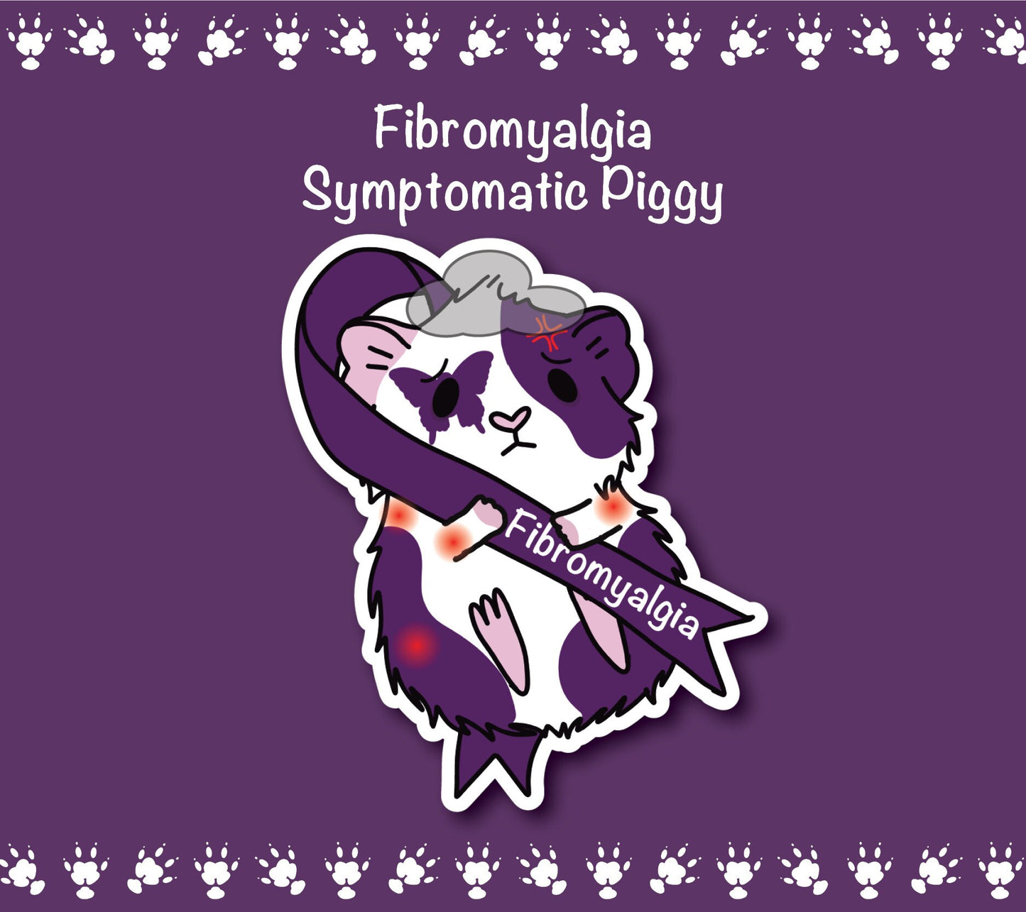 Fibromyalgia Symptomatic Guinea Pig Sticker | Water Bottle, Laptop Decal