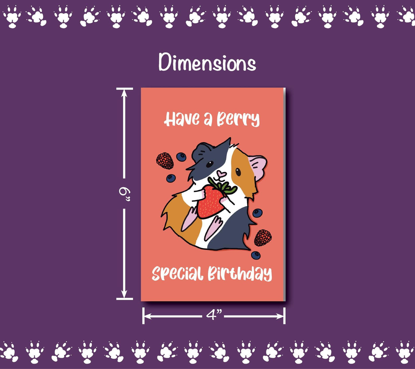 Guinea Pig Birthday Card - Berry | Folding Card