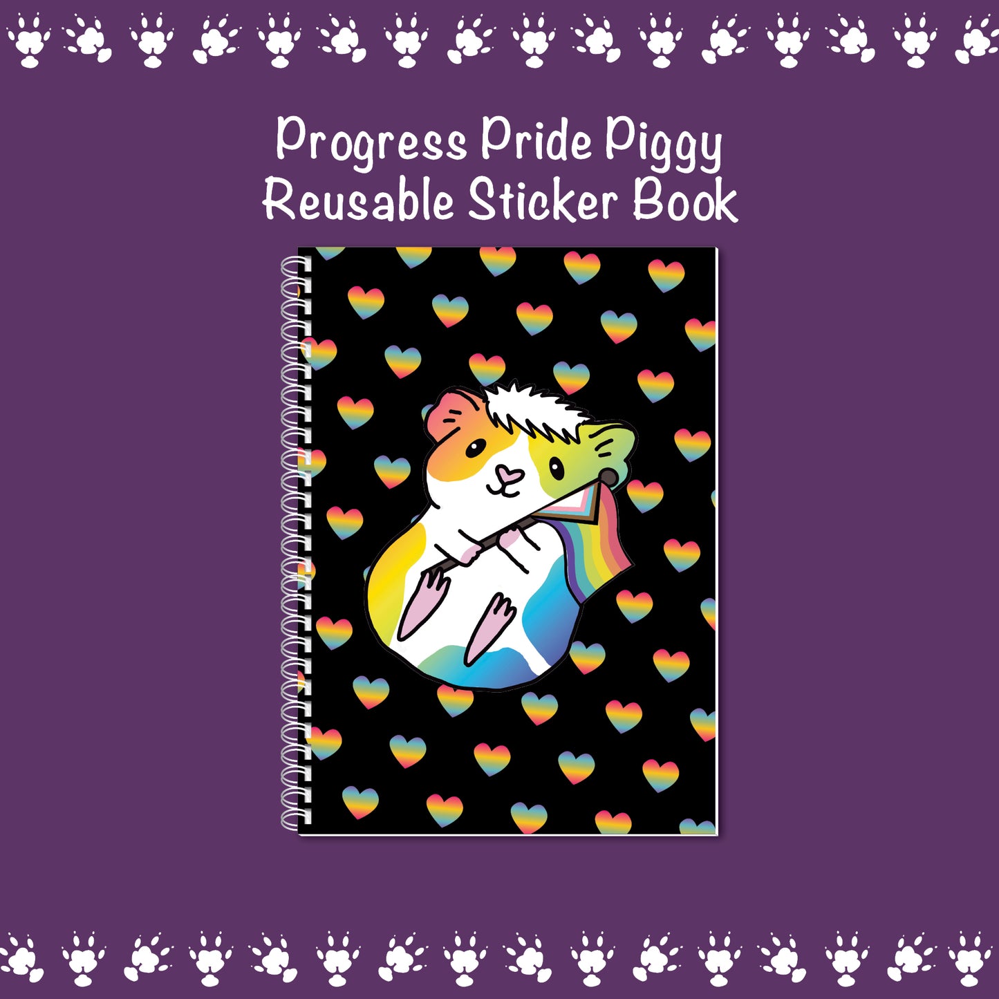 Progress Pride Guinea Pig Reusable Sticker Book