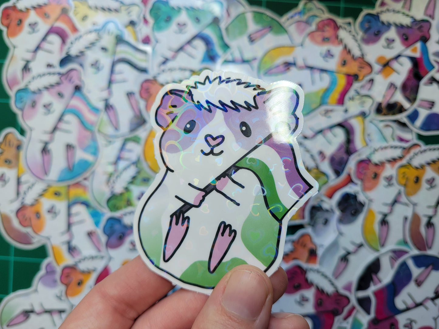 Gender Queer Guinea Pig Sticker | Holographic LGBTQ+ Vinyl Decal