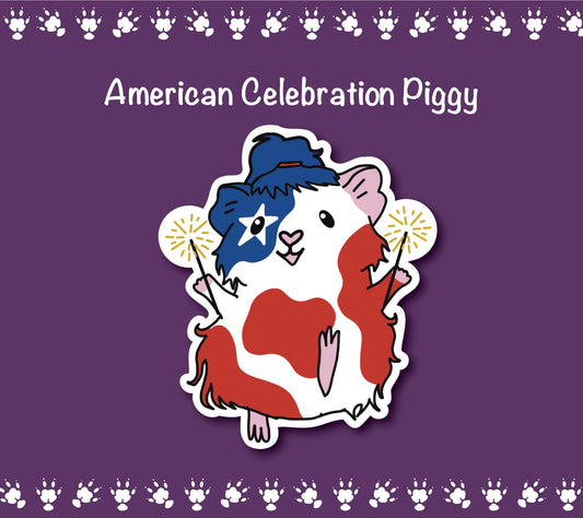American Celebration Guinea Pig Sticker | stickers for car, water bottle, laptop & more | Perfect gift for guinea pig lovers