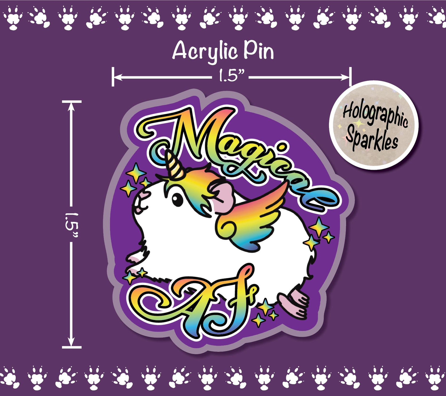 Magical AF Guinicorn Bundle – Guinea Pig Unicorn Sticker Sheet, Notepad & Acrylic Pin