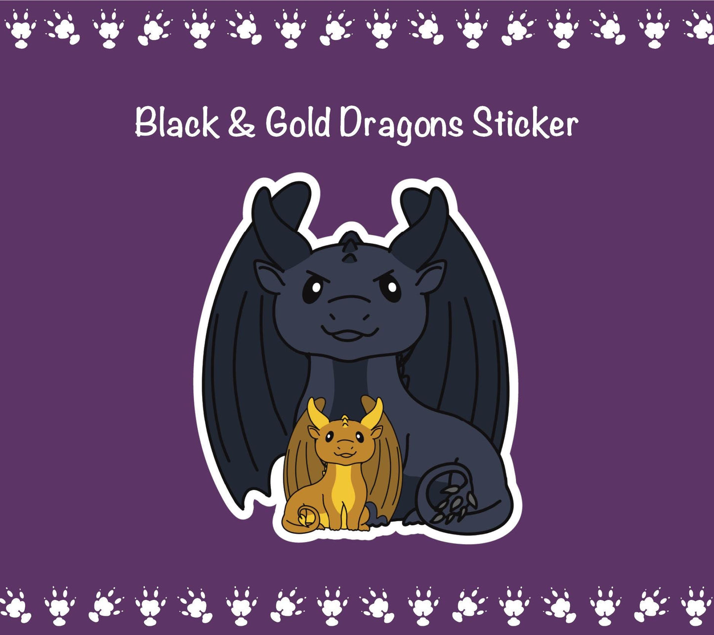 Black and Gold Dragons Sticker | Water Resistant Vinyl Decal